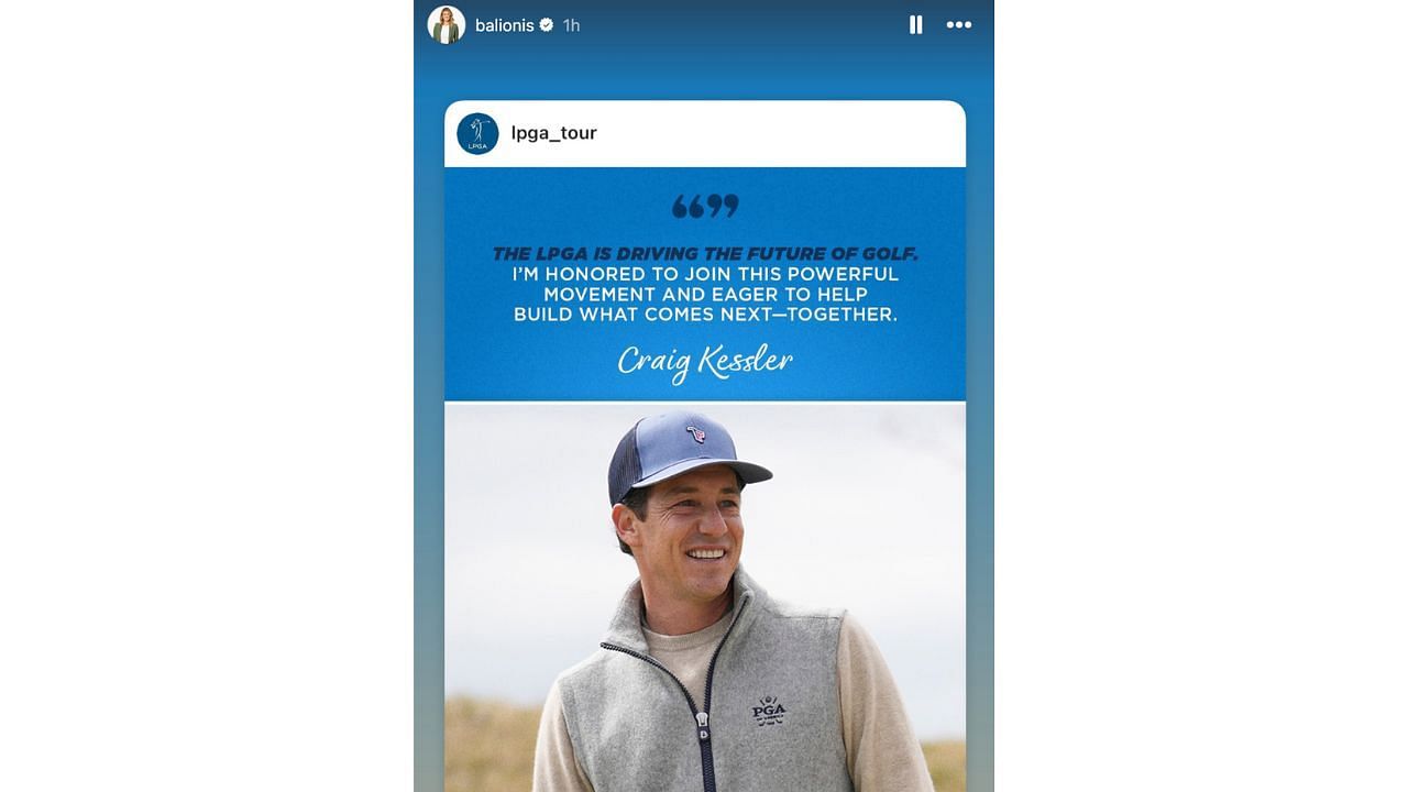Amanda Balionis' story featuring the LPGA Tour's announcement - Source: via @balionis on Instagram